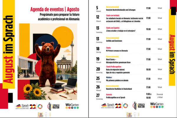 Imagen decorativa Boletín Institucional Agenda del Mes agosto Sprach Institut 